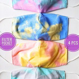 4 PACK Cotton Face Mask Filter Pocket Colorful Wom